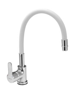 GRIFERIA MONOCOMANDO PARA COCINA MESADA CON FLEXIBLE BLANCO │PIAZZA EMBLEM 10016BL│
