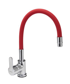GRIFERIA MONOCOMANDO PARA COCINA MESADA CON FLEXIBLE ROJO │PIAZZA EMBLEM 10016RO│