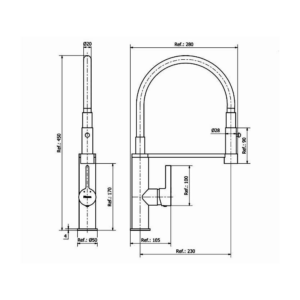 Alternative view of GRIFERIA MONOCOMANDO PARA COCINA MESADA NEGRO CON ROCIADOR EXTRAIBLE |PIAZZA KITCHEN PRO 10317NE|