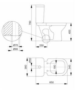 Alternative view of INODORO LARGO AMALFI COMPLETO CON ASIENTO Y DEPOSITO │PIAZZA B0102+B0105│