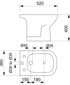 Alternative view of BIDET 3 AGUJEROS AMALFI |PIAZZA B0103|