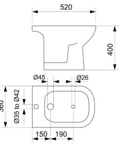 Alternative view of BIDET 1 AGUJERO AMALFI |PIAZZA B0104|
