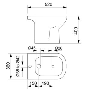 Alternative view of BIDET 1 AGUJERO AMALFI |PIAZZA B0104|