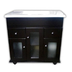 VANITORY MARAL WENGUE 80 CM CON BACHA MARMOLINA Y PUERTA DE VIDRIO