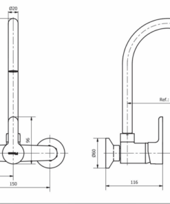 Alternative view of GRIFERIA MONOCOMANDO PARA COCINA PARED │PIAZZA EMBLEM 10013│