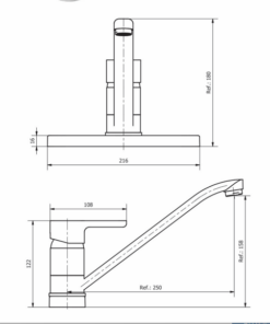 Alternative view of GRIFERIA MONOCOMANDO PARA COCINA MESADA CON BASE │PIAZZA EMBLEM 10015│