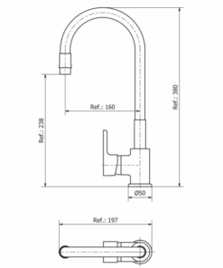 Alternative view of GRIFERIA MONOCOMANDO PARA COCINA MESADA CON FLEXIBLE BLANCO │PIAZZA EMBLEM 10016BL│