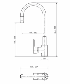 Alternative view of GRIFERIA MONOCOMANDO PARA COCINA MESADA CON FLEXIBLE GRIS │PIAZZA EMBLEM 10016GR│