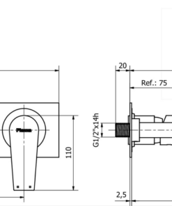 Alternative view of GRIFERIA MONOCOMANDO PARA LAVATORIO PARED │PIAZZA NEXT 10203│