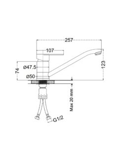 Alternative view of MONOCOMANDO PARA COCINA MESADA CIERRE CERAMICO HYDROS SHIFT 105311 CR