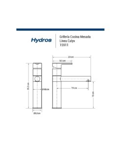 Alternative view of MONOCOMANDO PARA COCINA MESADA HYD CALYX 15911 CR