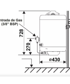 Alternative view of TERMOTANQUE 45 LITROS POPULI GAS NATURAL CARGA SUPERIOR |ECOTERMO TPOP8NS045|