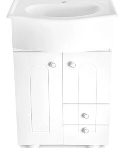 VANITORY CLASICO 50 CM CON BACHA MARMOLINA CON PUERTAS Y CAJONES