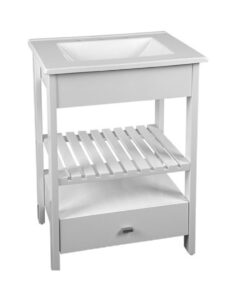 VANITORY MARAL BLANCO 60 CM CON BACHA MARMOLINA ABIERTO CON DECK Y CAJON