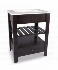 VANITORY MARAL WENGUE 60 CM CON BACHA MARMOLINA ABIERTO CON DECK Y CAJON
