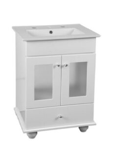 VANITORY MARAL BLANCO 60 CM CON BACHA MARMOLINA Y PUERTA DE VIDRIO