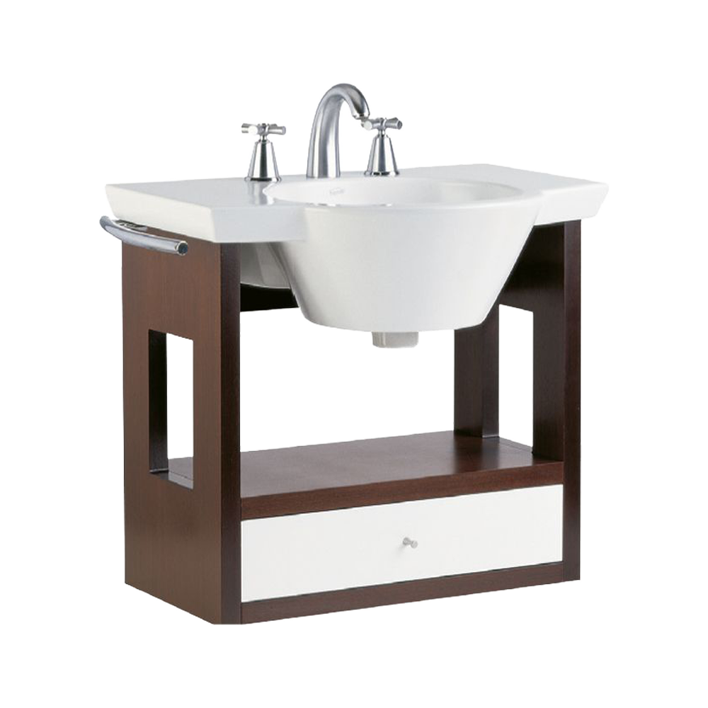 MUEBLE DE BAÑO COLGANTE FERRUM MARINA 65 CM WENGUE 1 CAJON BLANCO | X6HC-W3 |