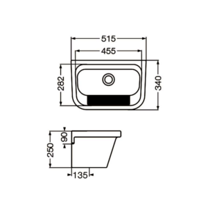 Alternative view of PILETA LAVADERO CLASICA DE PORCELANA CON FREGADERO 250X510 |FERRUM PLK-B|