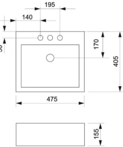 Alternative view of BACHA DE APOYO RECTANGULAR 3 AGUJEROS PARA BAÑO │PIAZZA A117-3│