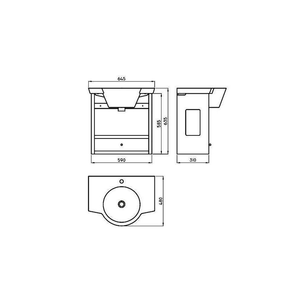 MUEBLE DE BAÑO COLGANTE FERRUM MARINA 65 CM WENGUE 1 CAJON BLANCO | X6HC-W3 | - Imagen 2