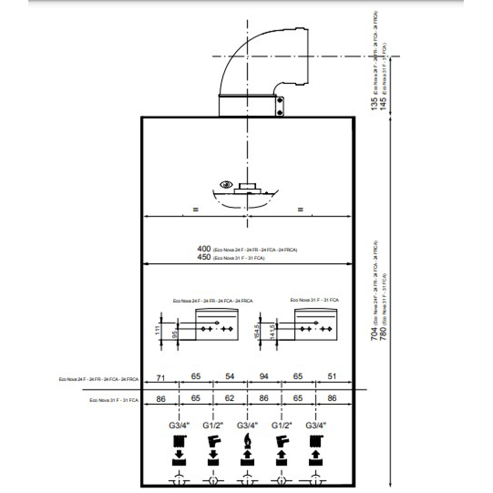 CALDERA MURAL A GAS BAXI ECO NOVA 31 FORZADO DOBLE SERVICIO 32,700 KCAL/H| EN31| - Imagen 3