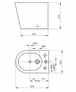 Alternative view of BIDET 3 AGUJEROS PADOVA │PIAZZA B0903│