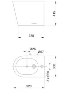 Alternative view of BIDET 1 AGUJERO PADOVA │PIAZZA B0904│