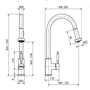Alternative view of GRIFERIA MONOCOMANDO PARA COCINA MESADA CON ROCIADOR EXTRAIBLE CROMO │ PIAZZA GOURMET 10300 │