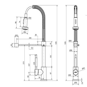 Alternative view of GRIFERIA MONOCOMANDO PARA COCINA MESADA CON ROCIADOR EXTERIOR CROMO │ PIAZZA GOURMET 10308 │