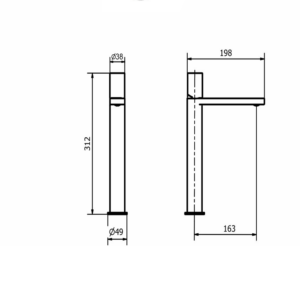 Alternative view of GRIFERIA MONOCOMANDO PARA LAVATORIO MESADA PICO ALTO NEGRA │ PIAZZA LOUNGE 10702 │