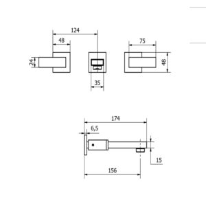 Alternative view of GRIFERIA PARA LAVATORIO PARED NEGRO CIERRE CERAMICO │ PIAZZA LEVEL 21203NE │