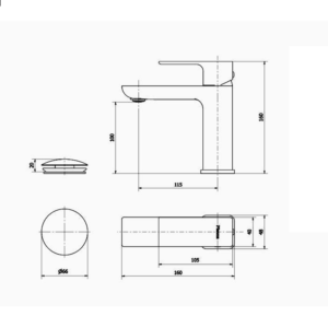Alternative view of GRIFERIA MONOCOMANDO PARA LAVATORIO MESADA NEGRO │ PIAZZA 10400NE │