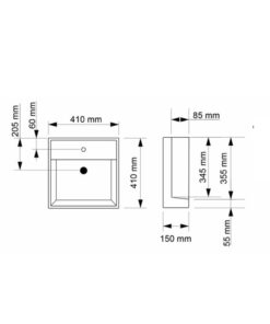 Alternative view of BACHA DE EMPOTRAR CUADRADA 1 AGUJERO │ PIAZZA A173C│