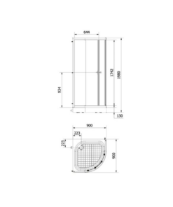Alternative view of CABINA DE DUCHA ANGULAR 90X90 5 MILIMETROS CON RECEPTACULO │ PIAZZA CD90A │