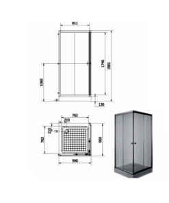 Alternative view of CABINA DE DUCHA CUADRADA 90X90 5MILIMETROS CON RECEPTACULO │ PIAZZA CD90C │
