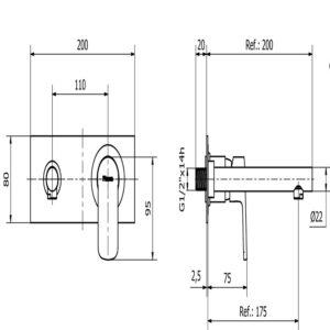 Alternative view of GRIFERIA PARA LAVATORIO PARED ALTO CIERRE CERAMICO │ PIAZZA OGGI 10503 │