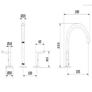 Alternative view of GRIFERIA MONOCOMANDO PARA LAVATORIO MESADA PICO ALTO CIERRE CERAMICO│ PIAZZA MIND 21401 │