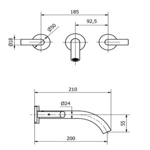 Alternative view of GRIFERIA PARA LAVATORIO PARED CIERRE CERAMICO │ PIAZZA MIND 21403 │