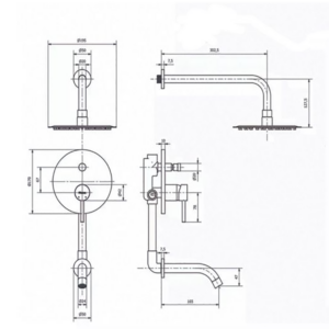 Alternative view of GRIFERÍA PARA DUCHA DE EMBUTIR CON TRANSFERENCIA │ PIAZZA SENSUS GRAFITO 10806GF │