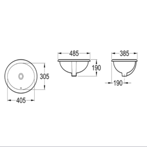 Alternative view of LAVATORIO DE PORCELANA DE ENCIMERA, 1 ORIFICIO | A1400140000200