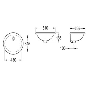 Alternative view of LAVATORIO DE PORCELANA DE ENCIMERA O BAJO ENCIMERA | A1400130000200