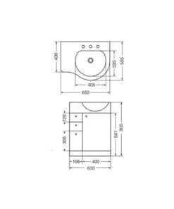 Alternative view of MUEBLE AVIGNON 65 CM CON 3 CAJONES Y 1 PUERTA BLANCO | AVI-MB-014-BL