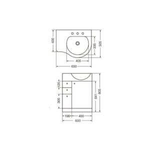 Alternative view of MUEBLE AVIGNON 65 CM CON 3 CAJONES Y 1 PUERTA BLANCO | AVI-MB-014-BL