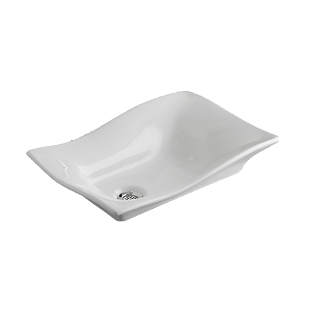 LAVATORIO DE APOYO FERRUM TORI ONDULADO 51X35 CM BLANCO | L246K-B