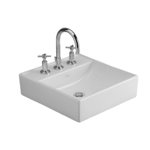 LAVATORIO DE APOYO FERRUM TORI CUADRADO 40X42,5 CM 3 AGUJEROS BLANCO | L324K-B