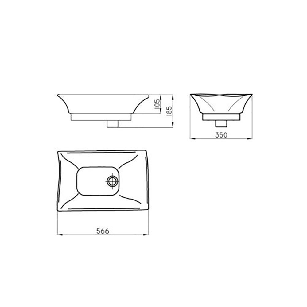 LAVATORIO DE APOYO FERRUM TORI ONDULADO 51X35 CM BLANCO | L246K-B - Imagen 2