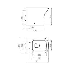 Alternative view of INODORO CORTO FERRUM TEMPLE 52 CM BLANCO | TEM-IN-001-BL