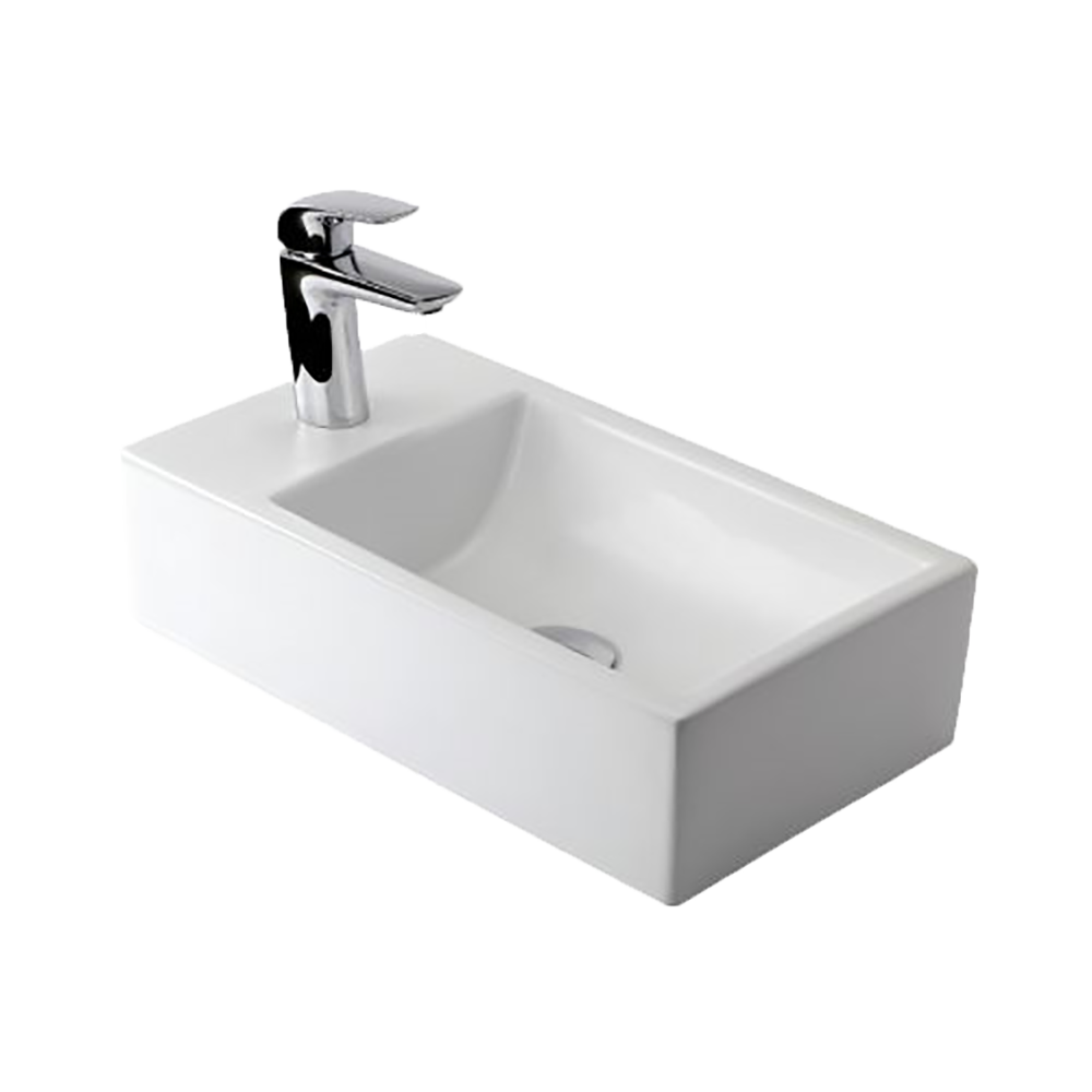 LAVATORIO DE APOYO FERRUM TORI TOILETTE GRANDE 46x26 CM 1 AGUJERO BLANCO | LK302-B