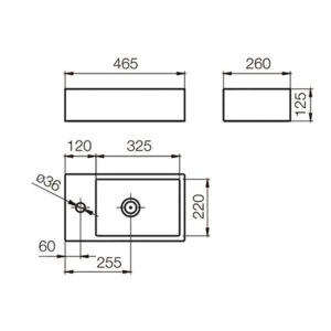 Alternative view of LAVATORIO DE APOYO FERRUM TORI TOILETTE GRANDE 46x26 CM 1 AGUJERO BLANCO | LK302-B​