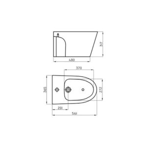 Alternative view of BIDET FERRUM MARINA DE COLGAR 1 AGUJERO NEGRO | BHP1J-N